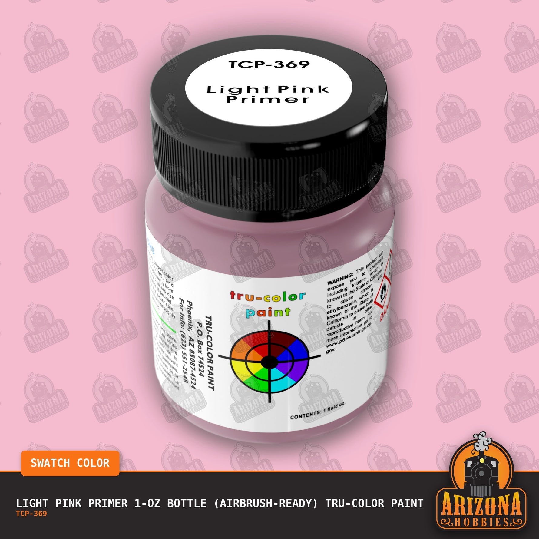LIGHT PINK PRIMER 1-oz bottle (Air-brush) Tru-Color Paint-with color swatch-Arizona Hobbies