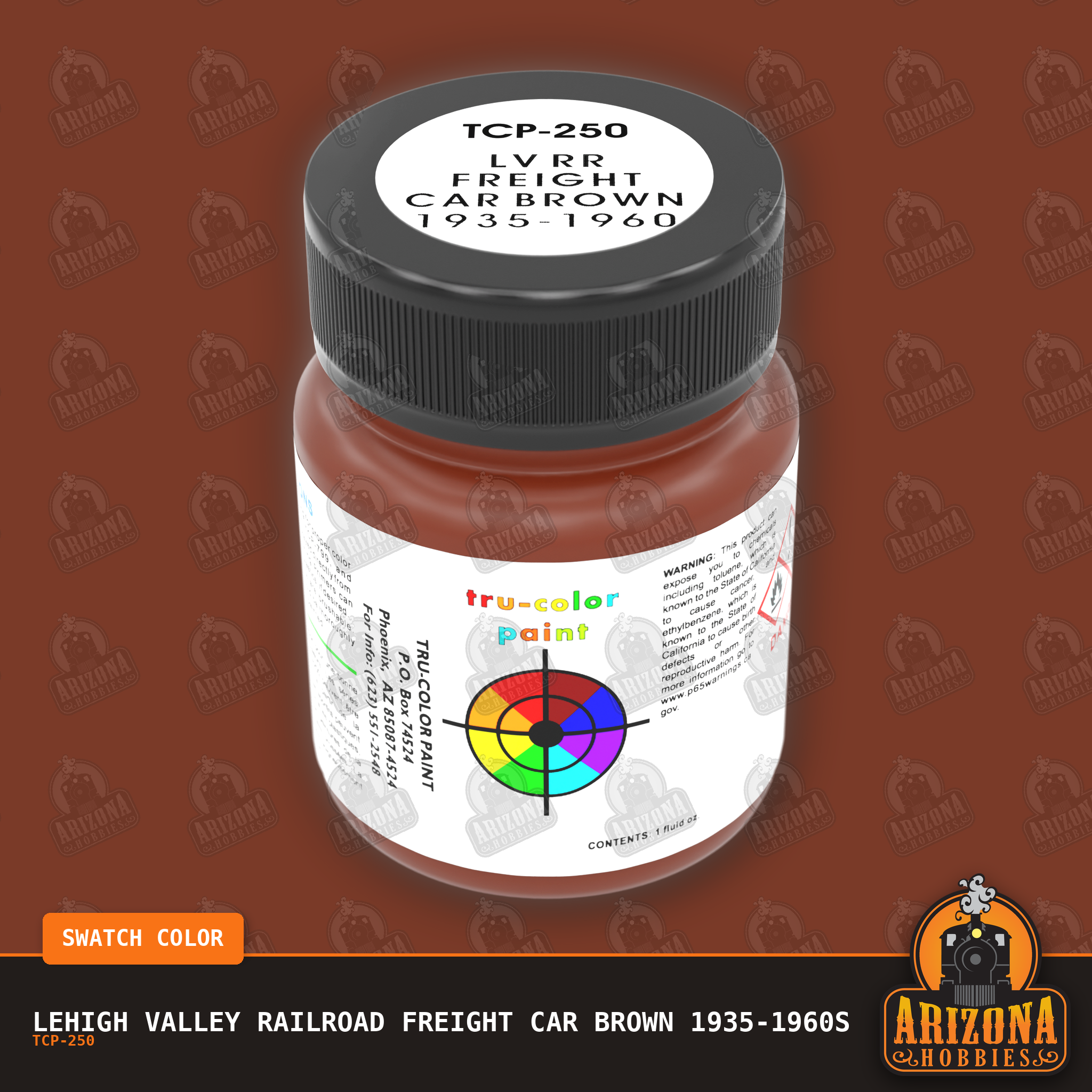 Lehigh Valley Railroad FREIGHT CAR BROWN 1935-1960s 1-oz bottle (Air-brush) Tru-Color Paint SPECIAL ORDER ONLY-with color swatch-Arizona Hobbies
