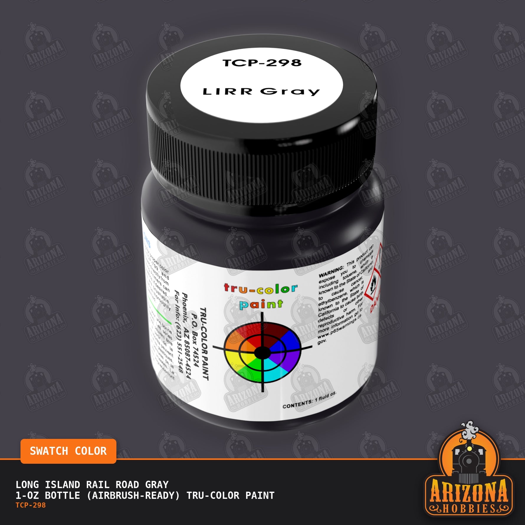 Long Island Rail Road GRAY 1-oz bottle (Air-brush) Tru-Color Paint-with color swatch-Arizona Hobbies