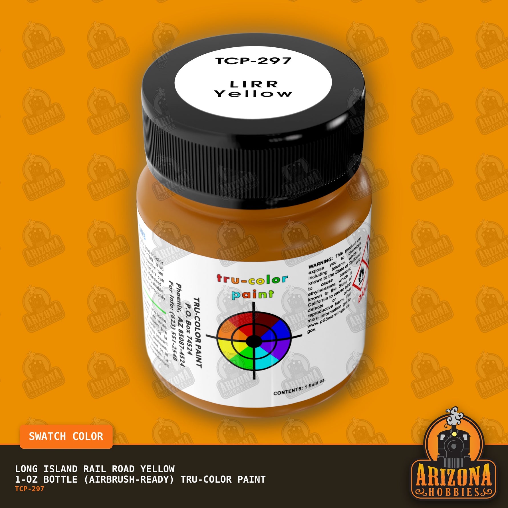 Long Island Rail Road YELLOW 1-oz bottle (Air-brush) Tru-Color Paint-with color swatch-Arizona Hobbies