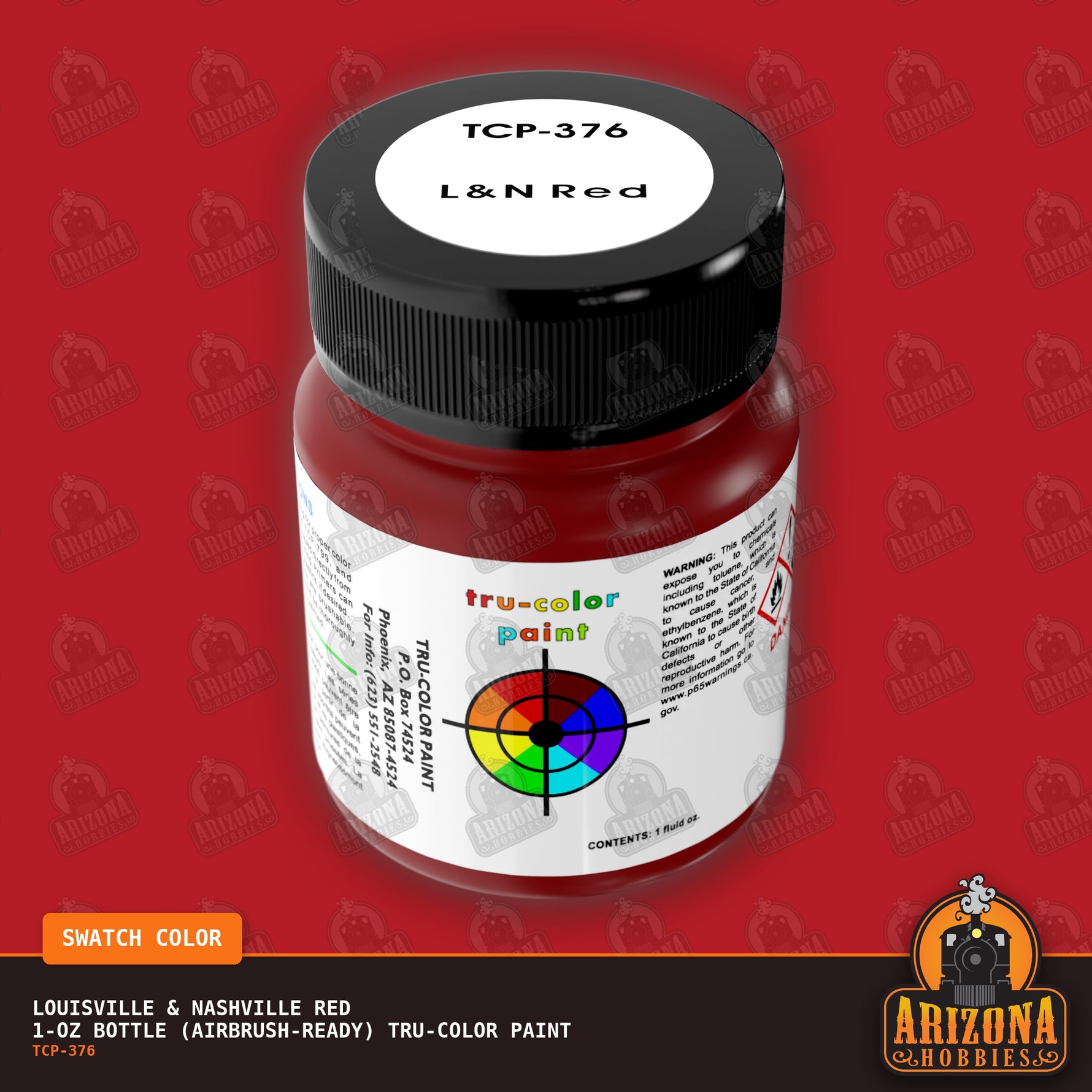 Louisville & Nashville RED 1-oz bottle (Air-brush) Tru-Color Paint-with color swatch-Arizona Hobbies