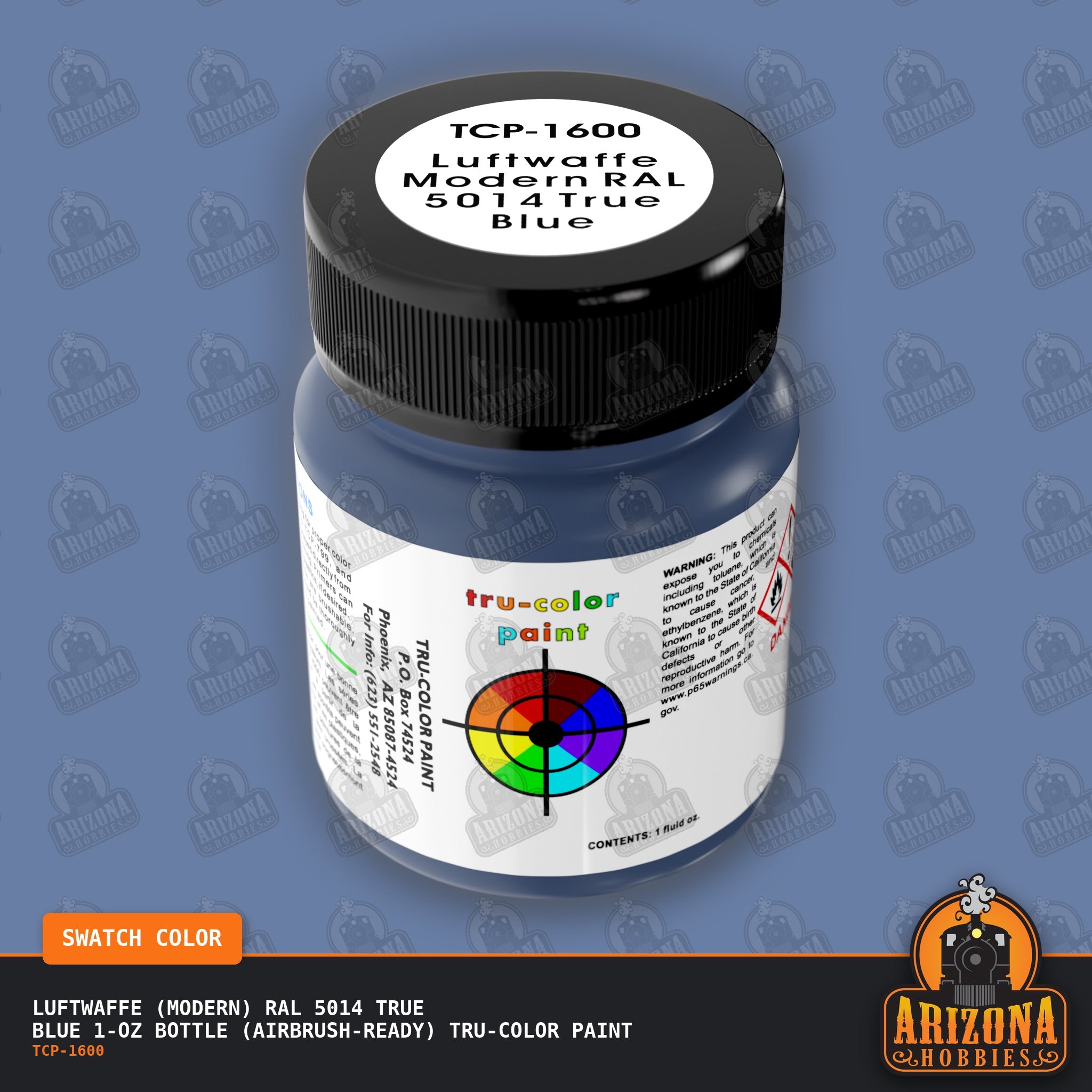 Luftwaffe (Modern) RAL 5014 TRUE BLUE 1-oz bottle (Air-brush) Tru-Color Paint-with color swatch-Arizona Hobbies