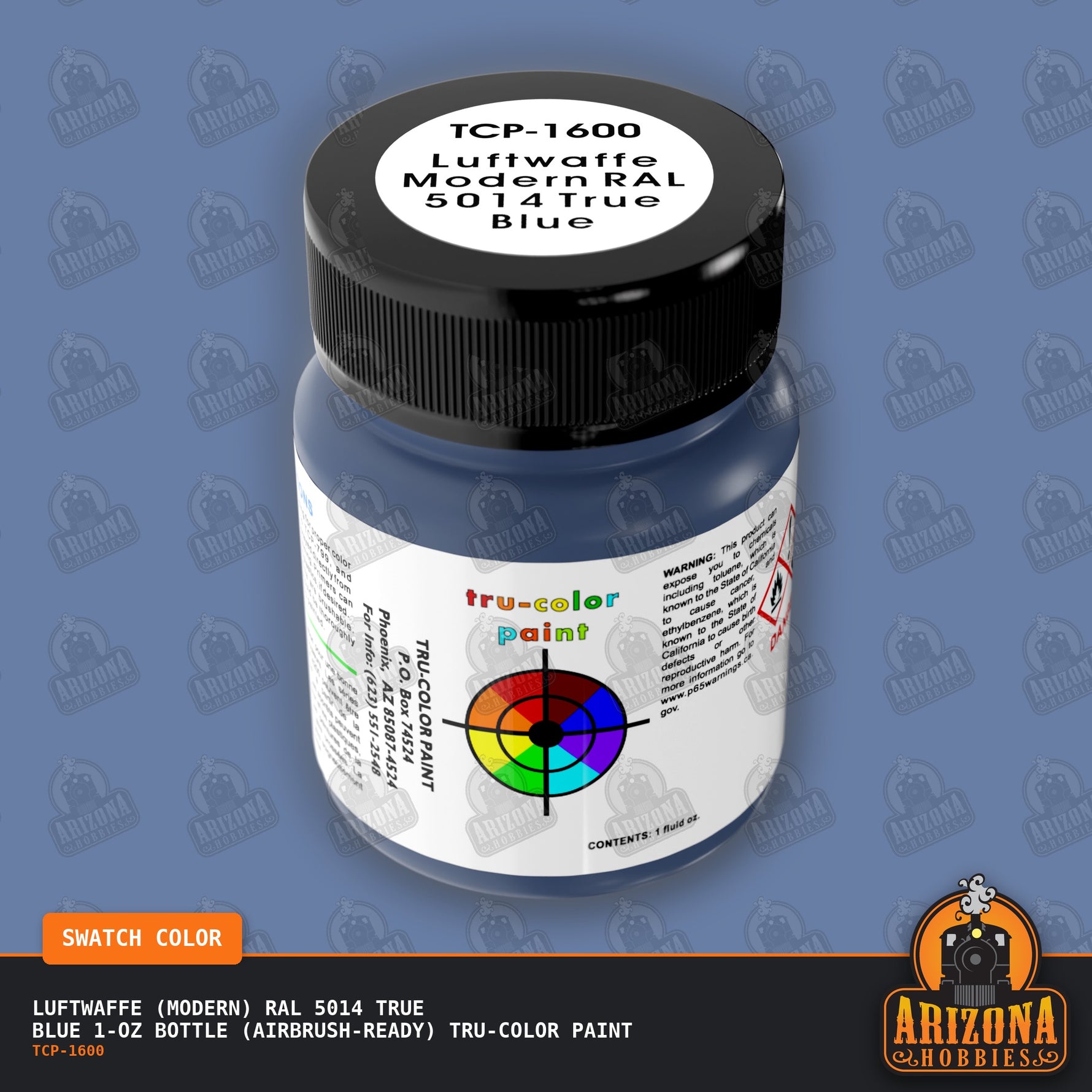 Luftwaffe (Modern) RAL 5014 TRUE BLUE 1-oz bottle (Air-brush) Tru-Color Paint-with color swatch-Arizona Hobbies