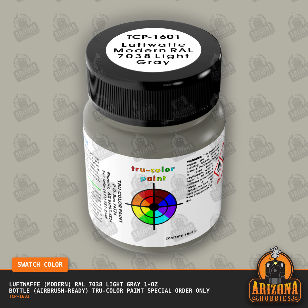 Luftwaffe (Modern) RAL 7038 LIGHT GRAY 1-oz bottle (Air-brush) Tru-Color Paint SPECIAL ORDER ONLY-with color swatch-Arizona Hobbies