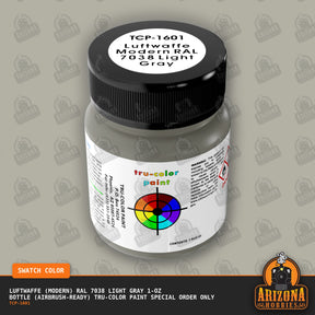 Luftwaffe (Modern) RAL 7038 LIGHT GRAY 1-oz bottle (Air-brush) Tru-Color Paint SPECIAL ORDER ONLY-with color swatch-Arizona Hobbies