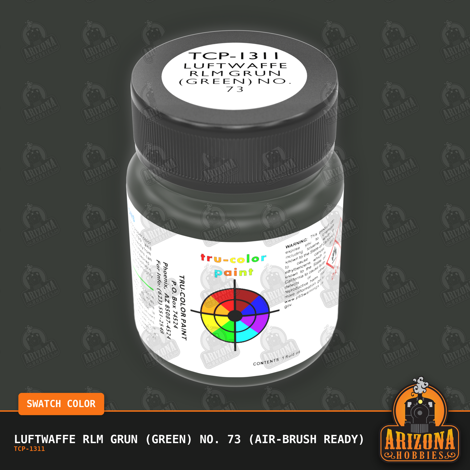 Luftwaffe RLM Grun (GREEN) No. 73 1-oz bottle (Air-brush) Tru-Color Paint-with color swatch-Arizona Hobbies