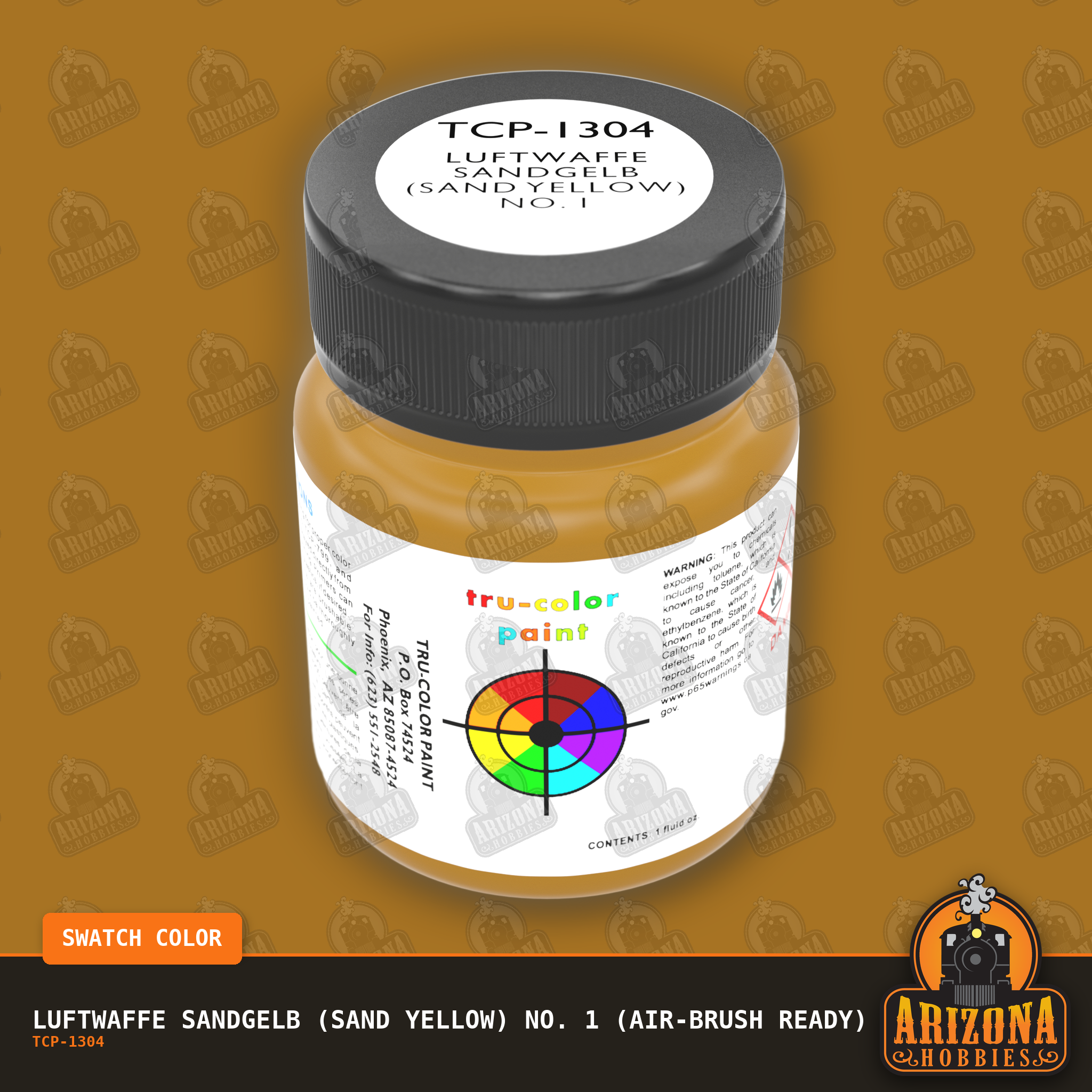 Luftwaffe Sandgelb (SAND YELLOW) No. 1 1-oz bottle (Air-brush) Tru-Color Paint-with color swatch-Arizona Hobbies