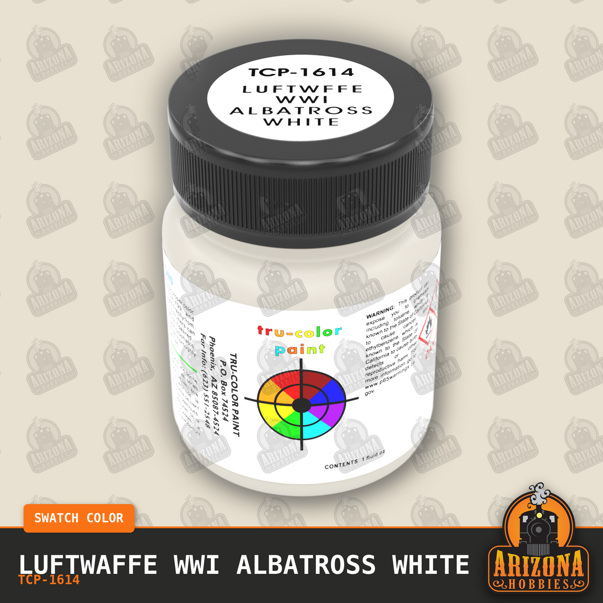 Luftwaffe WWI ALBATROSS WHITE 1-oz bottle (Air-brush) Tru-Color Paint SPECIAL ORDER ONLY-with color swatch-Arizona Hobbies