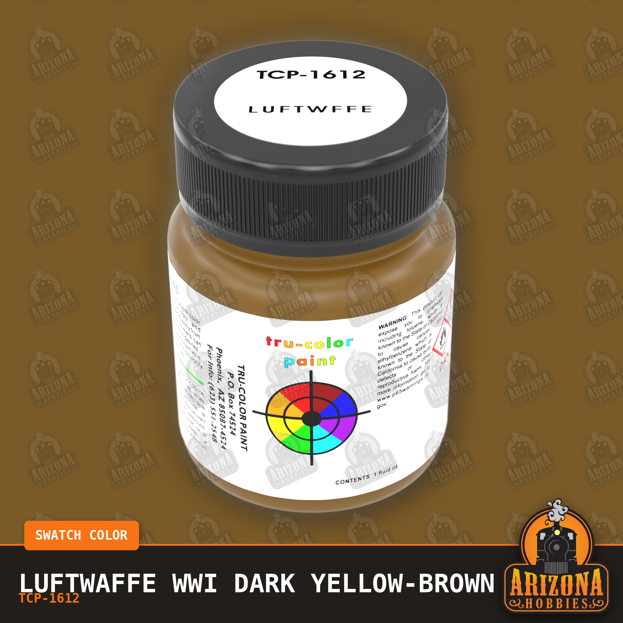 Luftwaffe WWI DARK YELLOW-BROWN 1-oz bottle (Air-brush) Tru-Color Paint SPECIAL ORDER ONLY-with color swatch-Arizona Hobbies