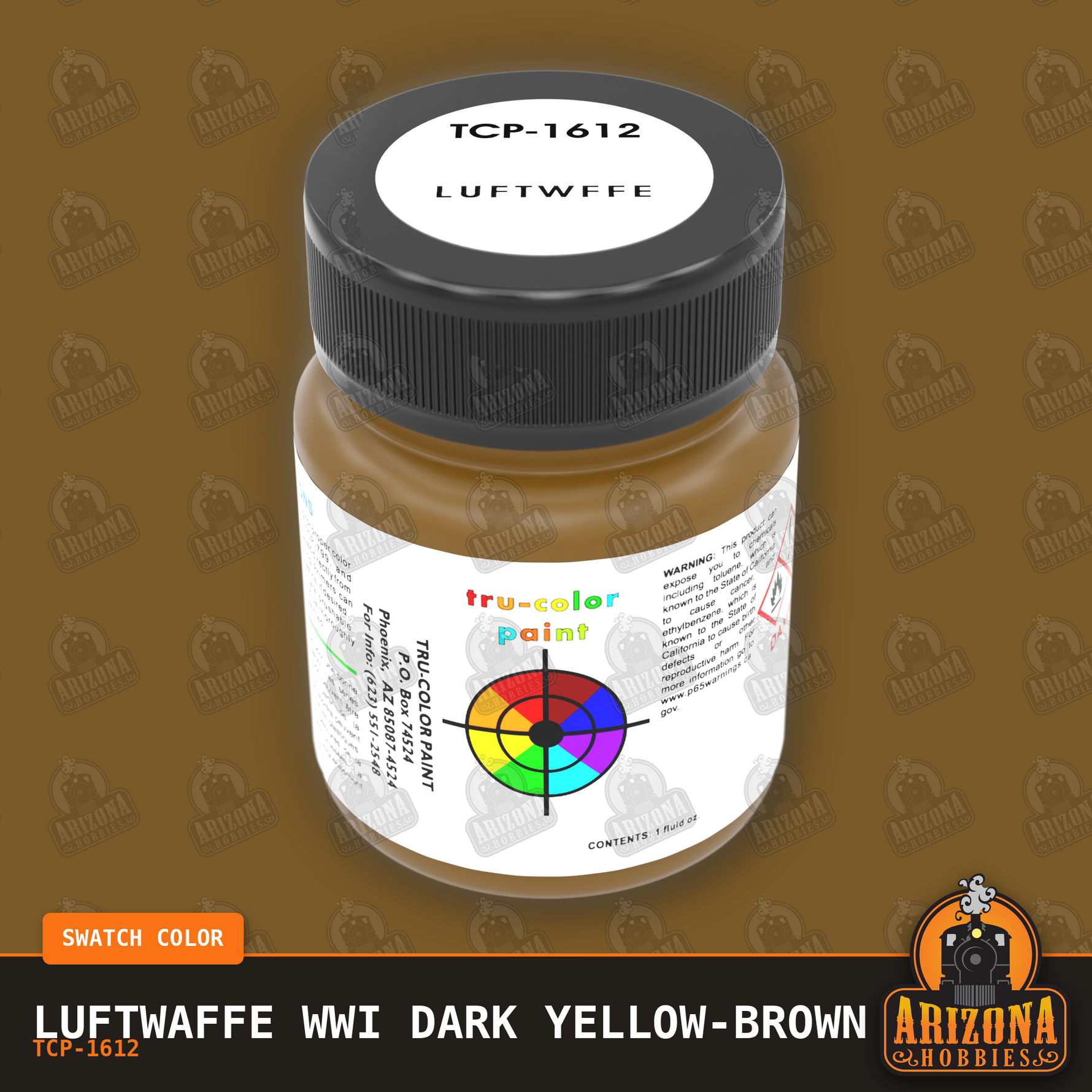 Luftwaffe WWI DARK YELLOW-BROWN 1-oz bottle (Air-brush) Tru-Color Paint SPECIAL ORDER ONLY-with color swatch-Arizona Hobbies