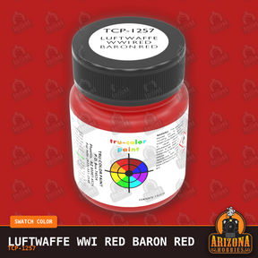 Luftwaffe WWI Red Baron FOKKER RED 1-oz bottle (Air-brush) Tru-Color Paint-with color swatch-Arizona Hobbies