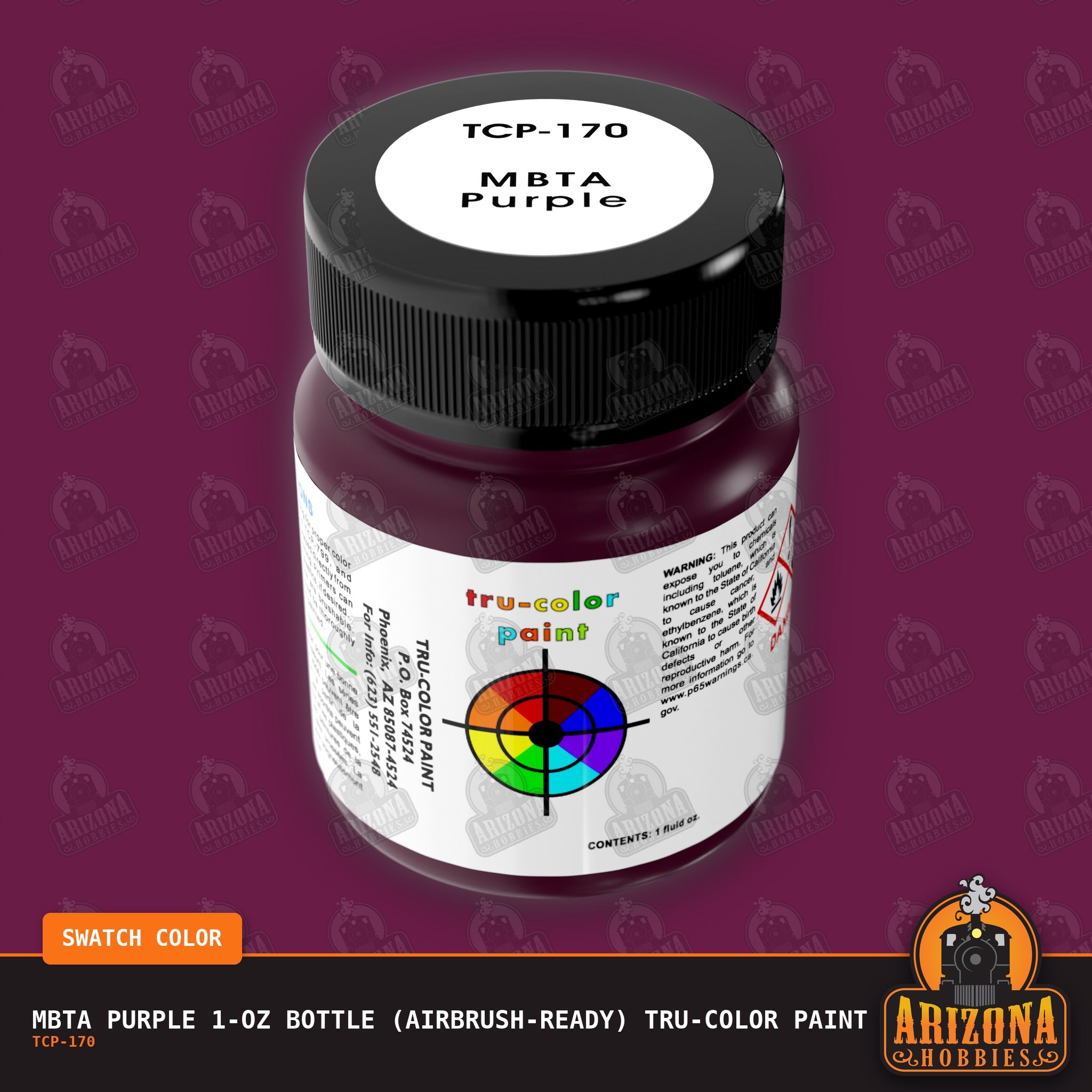 MBTA PURPLE 1-oz bottle (Air-brush) Tru-Color Paint-with color swatch-Arizona Hobbies