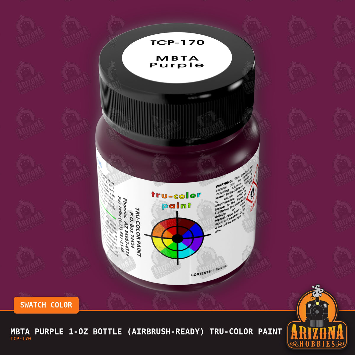 MBTA PURPLE 1-oz bottle (Air-brush) Tru-Color Paint-with color swatch-Arizona Hobbies