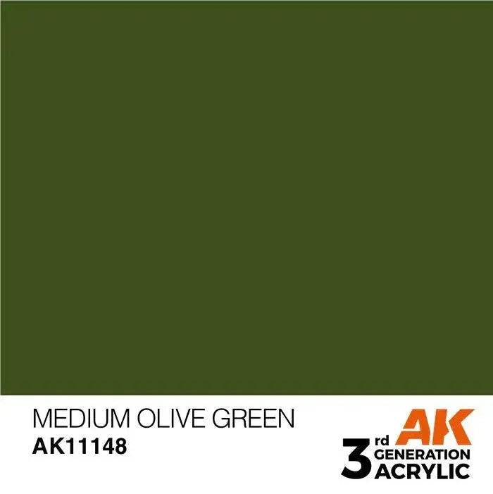 MEDIUM OLIVE GREEN AK Interactive 3G Acrylic (.57 oz.) bottle-Arizona Hobbies