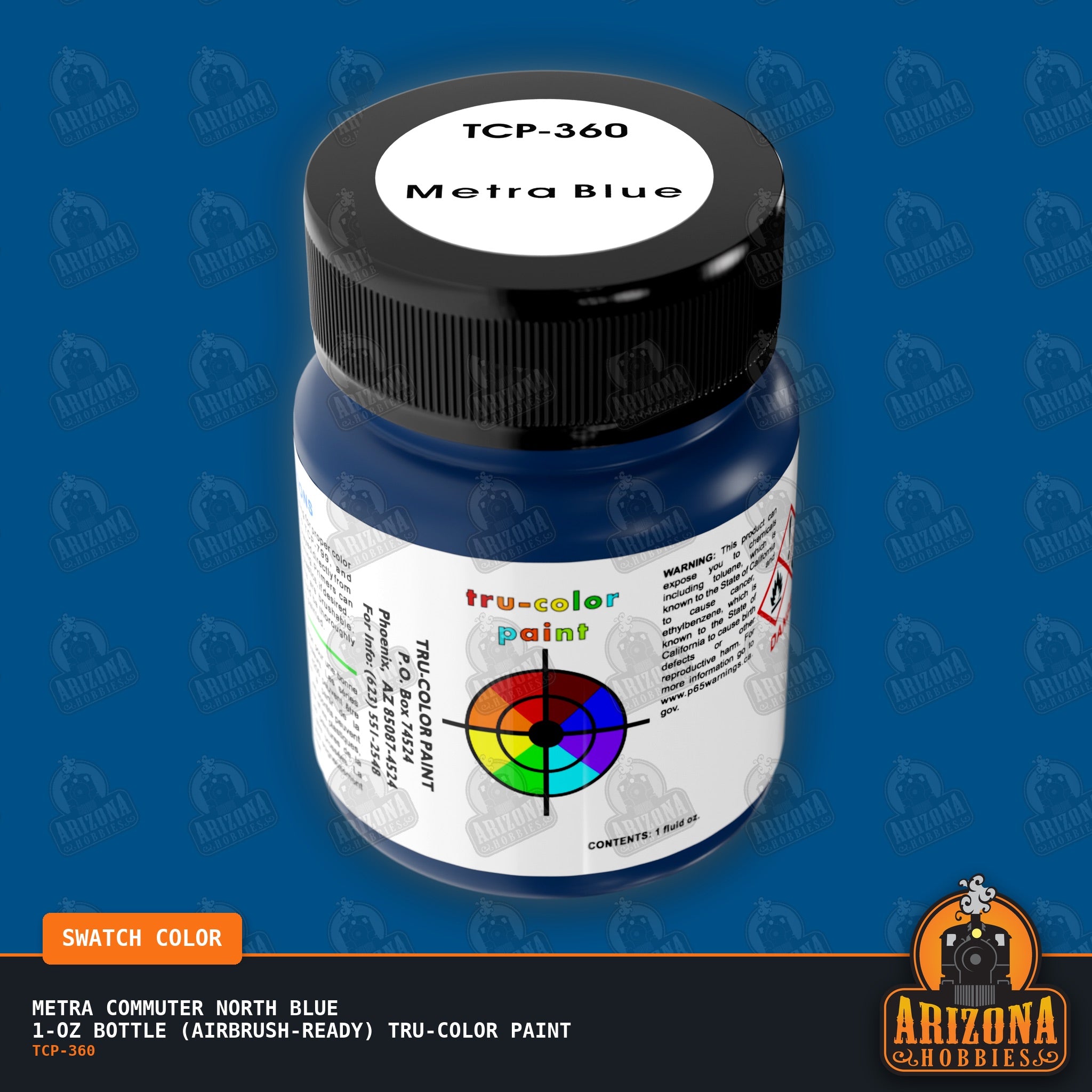 METRA Commuter North BLUE 1-oz bottle (Air-brush) Tru-Color Paint-with color swatch-Arizona Hobbies