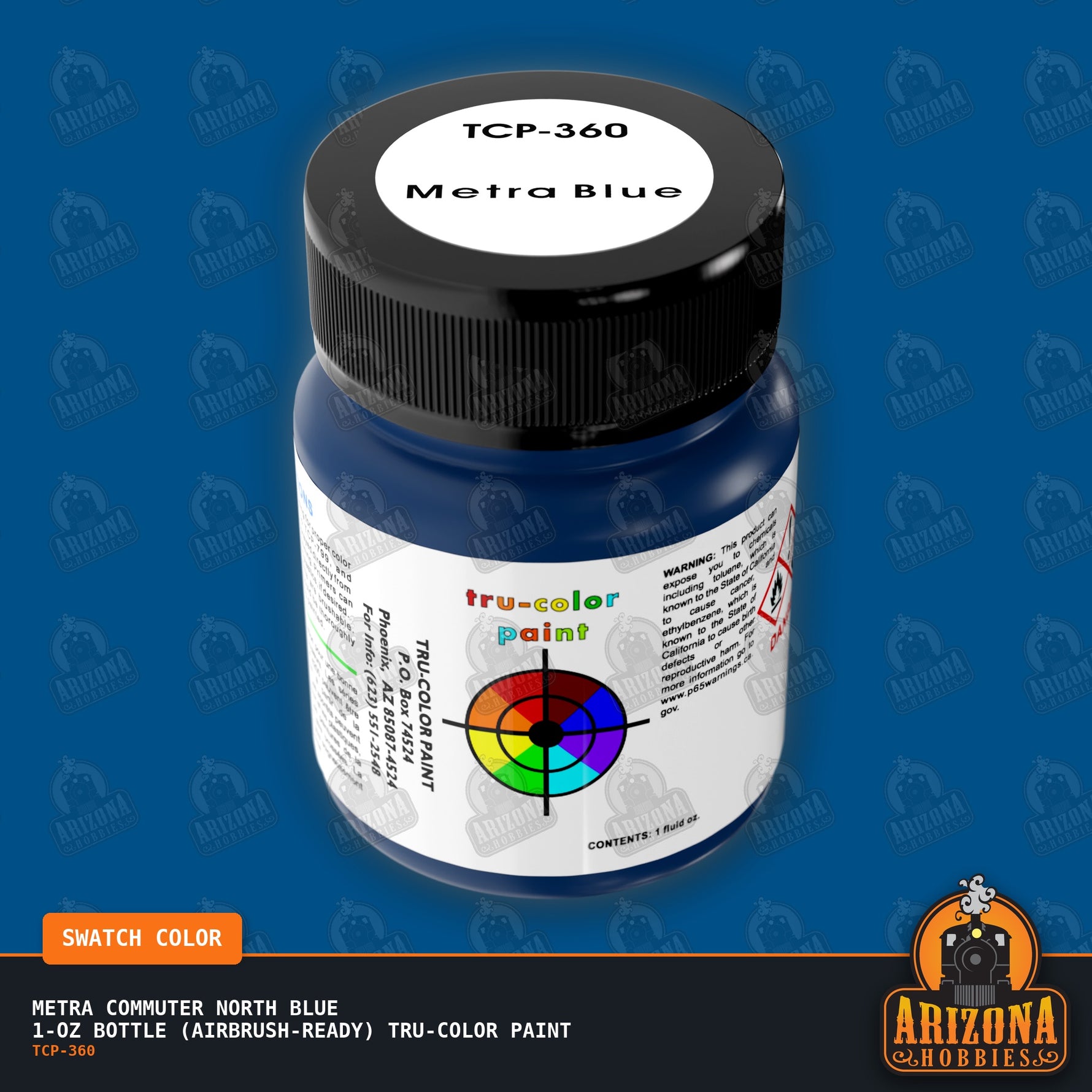 METRA Commuter North BLUE 1-oz bottle (Air-brush) Tru-Color Paint-with color swatch-Arizona Hobbies