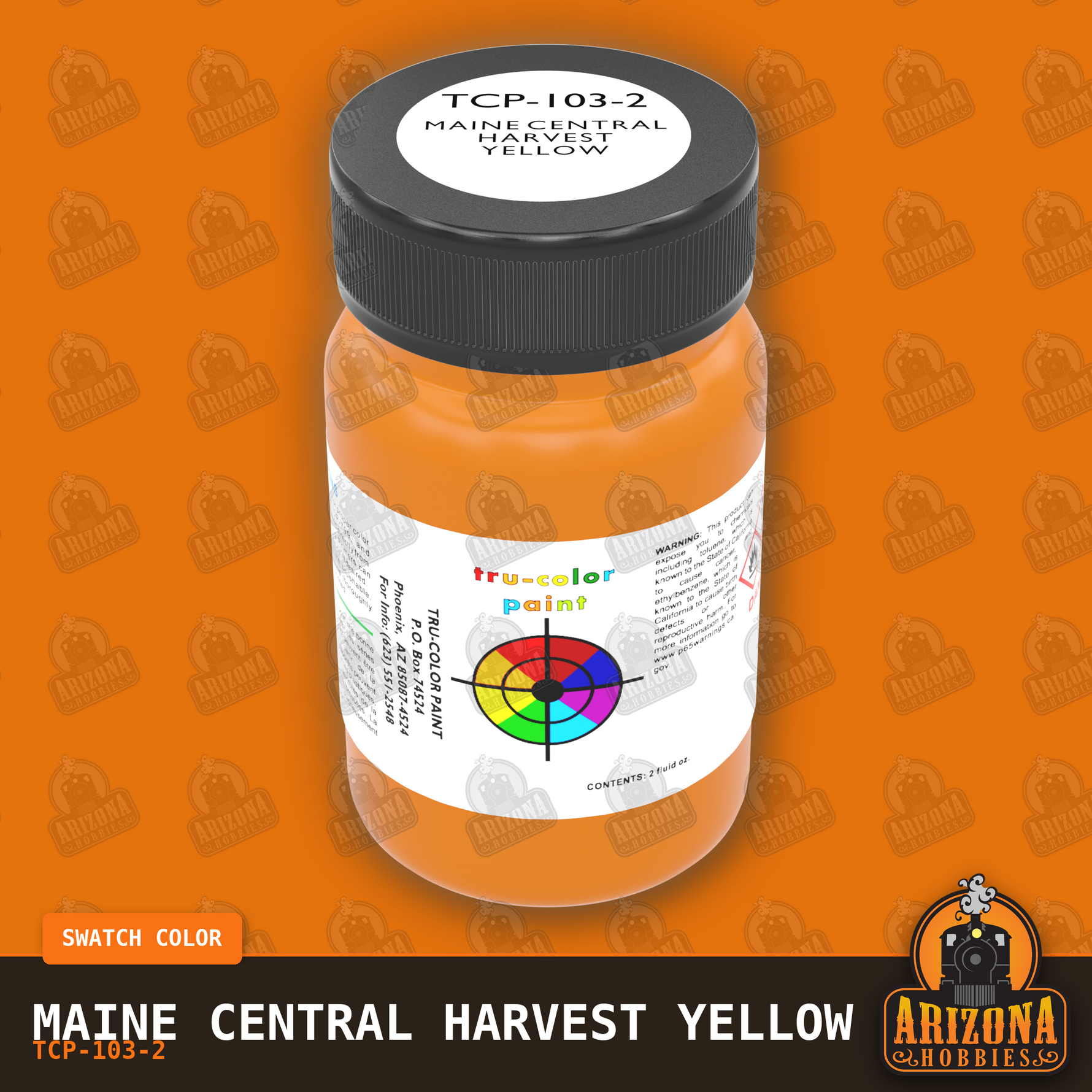 Maine Central HARVEST YELLOW 2-oz bottle (Air-brush) Tru-Color Paint SPECIAL ORDER ONLY-with color swatch-Arizona Hobbies
