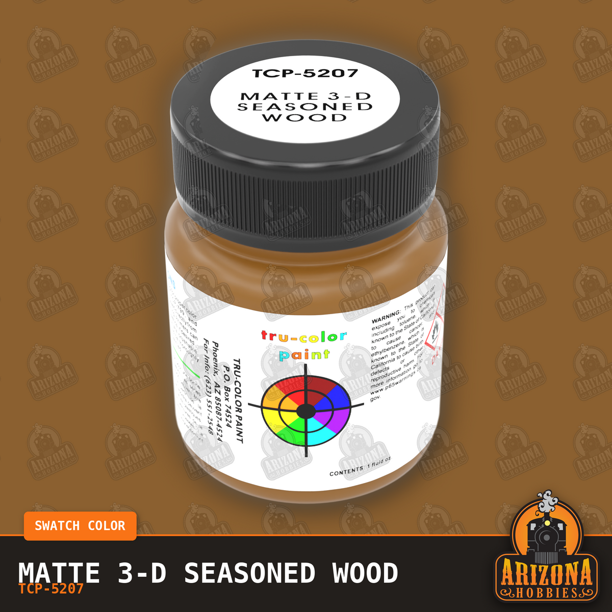 Matte 3-D SEASONED WOOD 1-oz bottle (Air-brush) Tru-Color Paint-with color swatch-Arizona Hobbies
