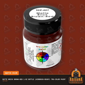 Matte BRICK BROWN-RED 1-oz bottle (Air-brush) Tru-Color Paint-with color swatch-Arizona Hobbies