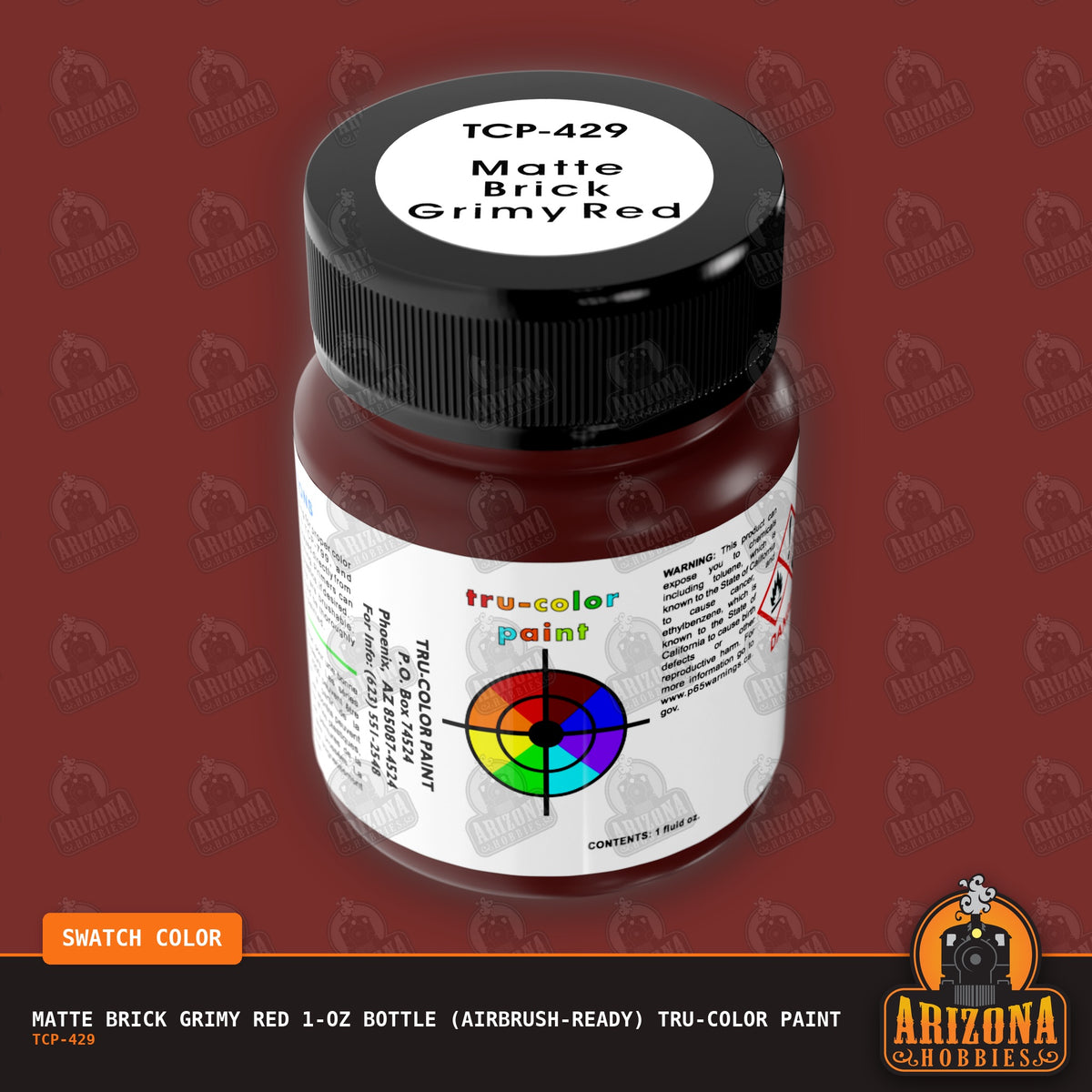 Matte BRICK GRIMY RED 1-oz bottle (Air-brush) Tru-Color Paint-with color swatch-Arizona Hobbies