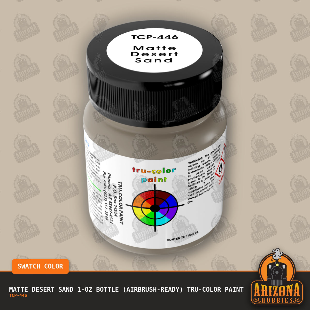 Matte DESERT SAND 1-oz bottle (Air-brush) Tru-Color Paint-with color swatch-Arizona Hobbies