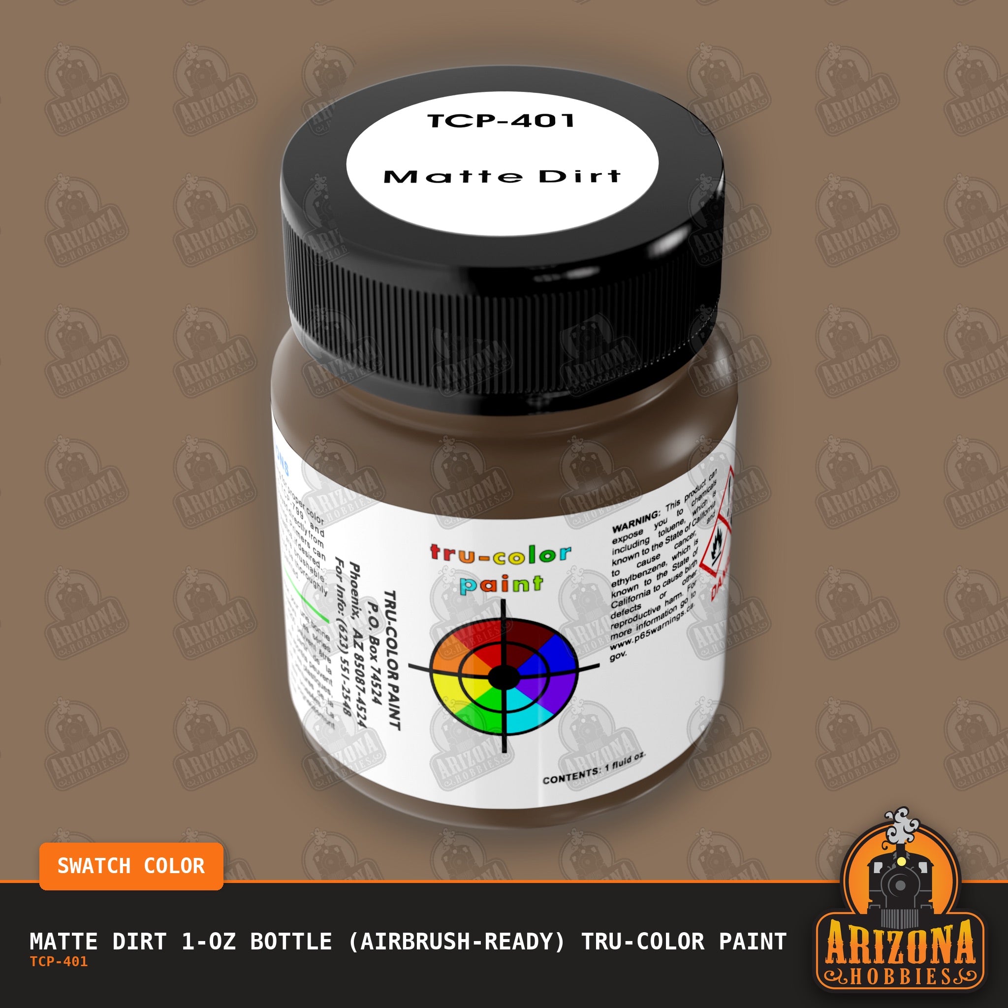 Matte DIRT 1-oz bottle (Air-brush) Tru-Color Paint-with color swatch-Arizona Hobbies