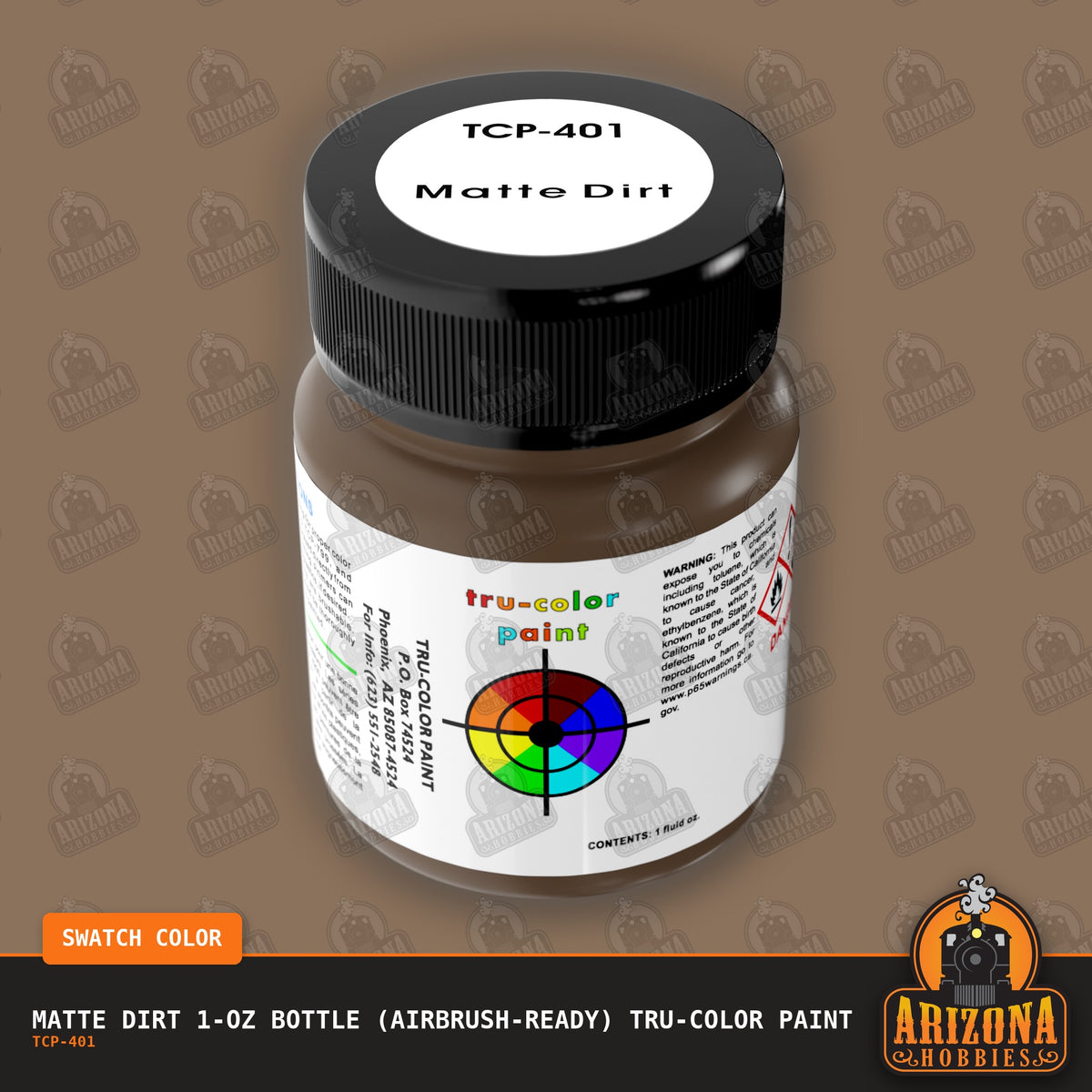 Matte DIRT 1-oz bottle (Air-brush) Tru-Color Paint-with color swatch-Arizona Hobbies