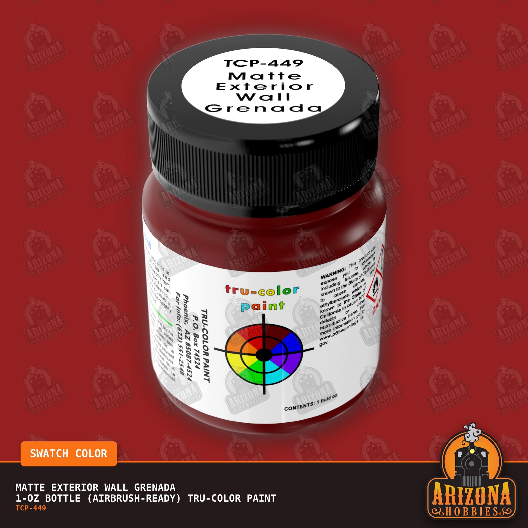 Matte EXTERIOR WALL GRENADA 1-oz bottle (Air-brush) Tru-Color Paint-with color swatch-Arizona Hobbies