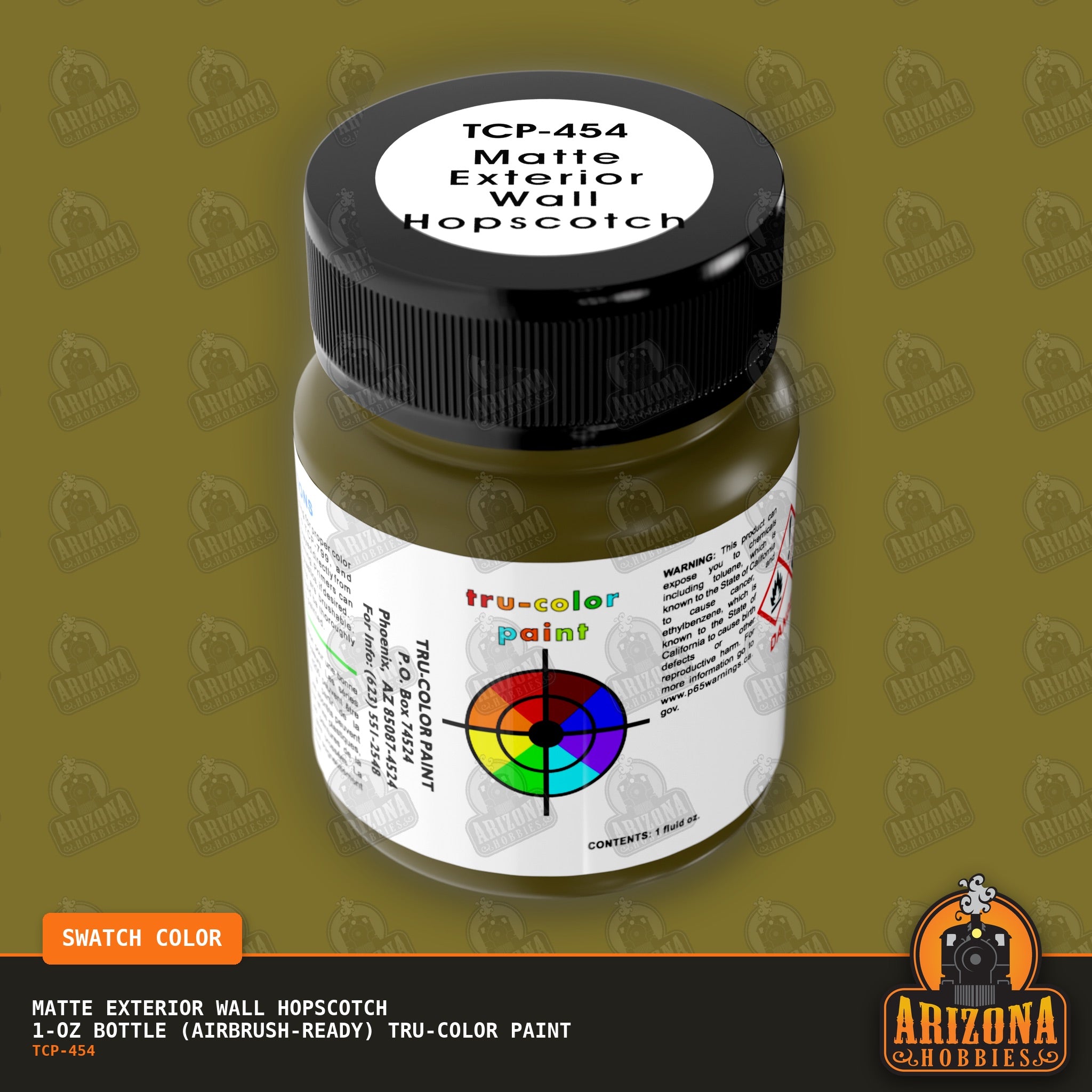 Matte EXTERIOR WALL HOPSCOTCH 1-oz bottle (Air-brush) Tru-Color Paint-with color swatch-Arizona Hobbies