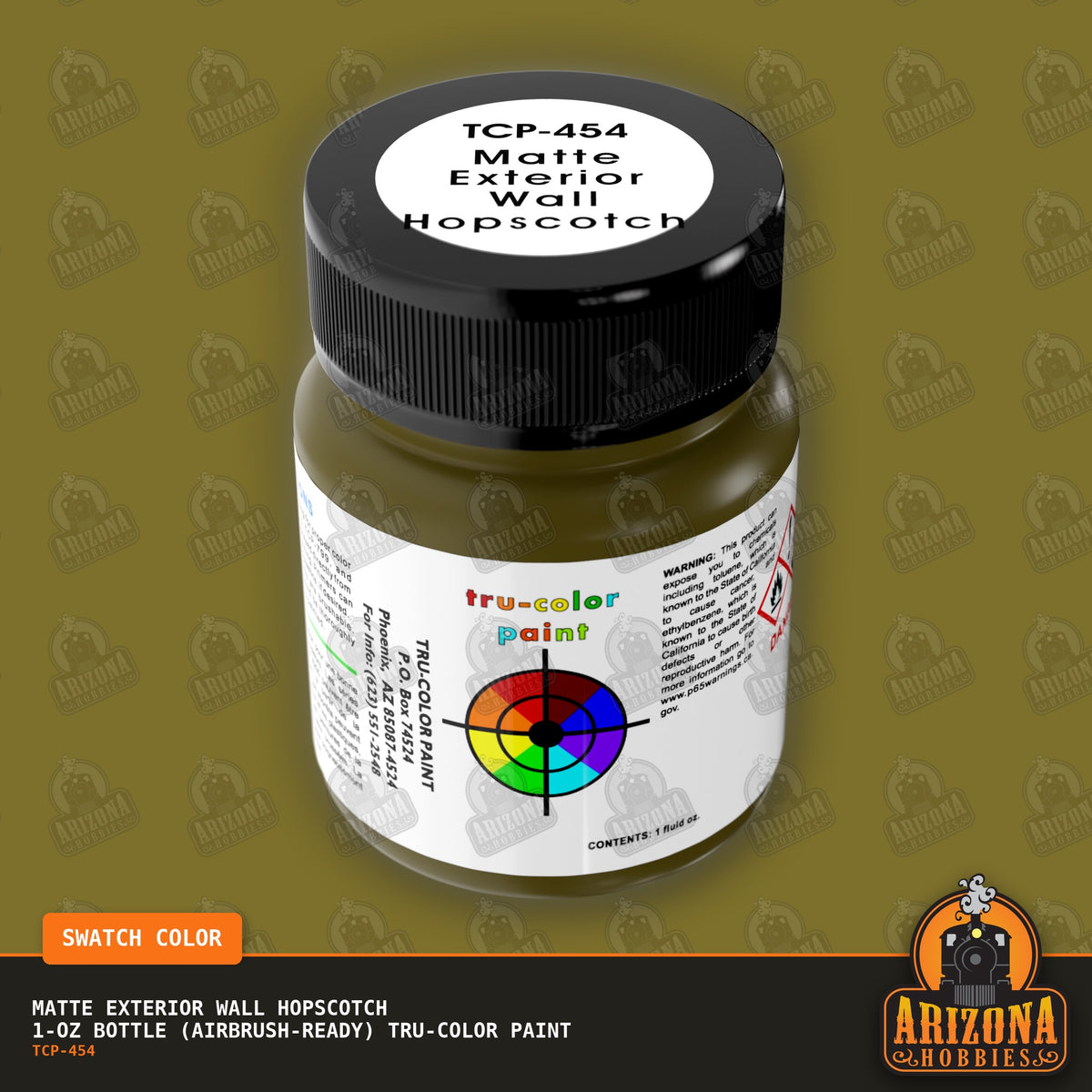 Matte EXTERIOR WALL HOPSCOTCH 1-oz bottle (Air-brush) Tru-Color Paint-with color swatch-Arizona Hobbies