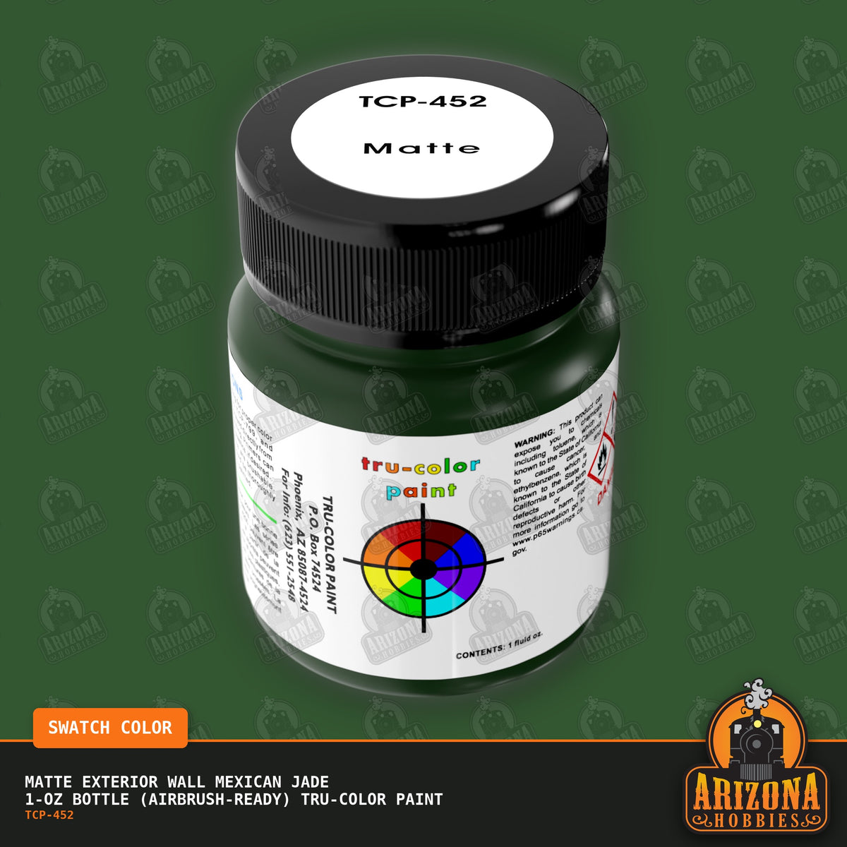 Matte EXTERIOR WALL MEXICAN JADE 1-oz bottle (Air-brush) Tru-Color Paint-with color swatch-Arizona Hobbies