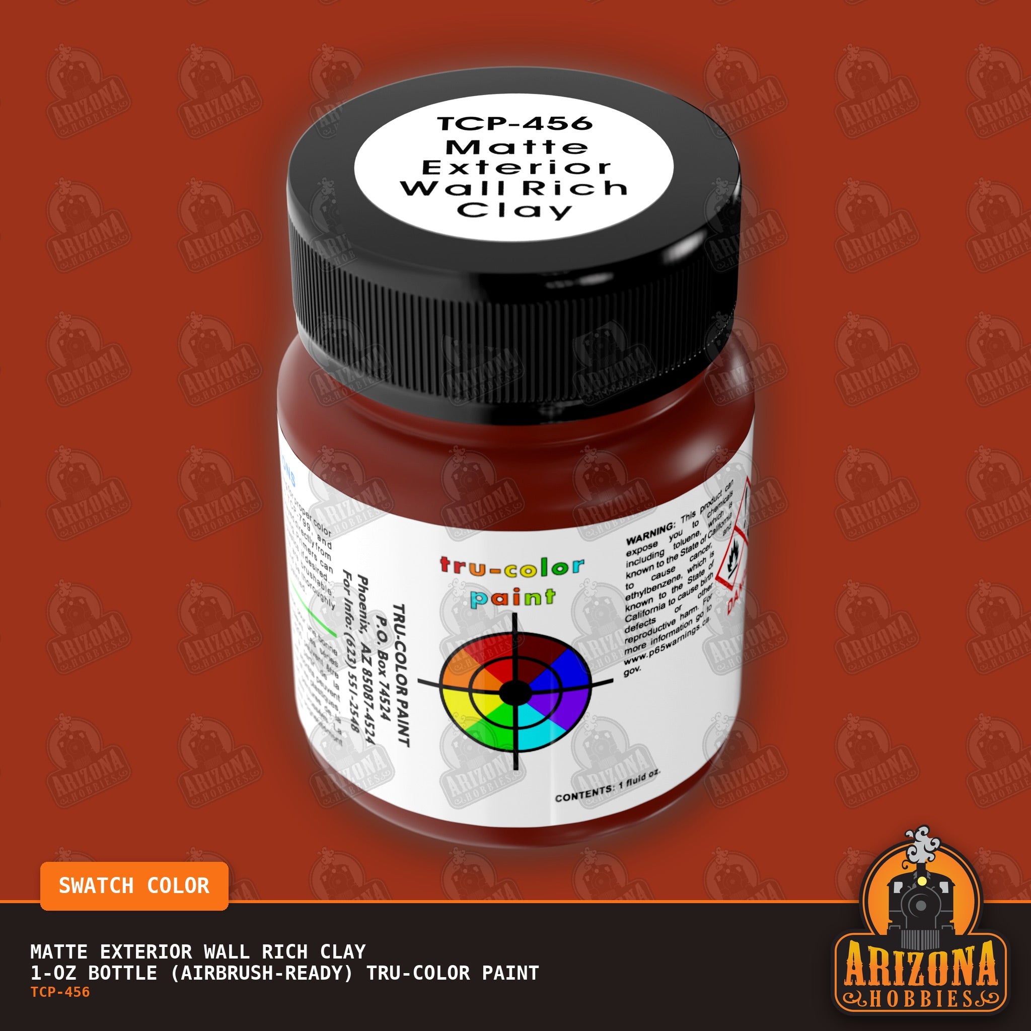 Matte EXTERIOR WALL RICH CLAY 1-oz bottle (Air-brush) Tru-Color Paint-with color swatch-Arizona Hobbies