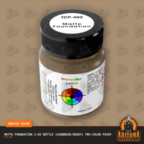 Matte FOUNDATION 1-oz bottle (Air-brush) Tru-Color Paint-with color swatch-Arizona Hobbies