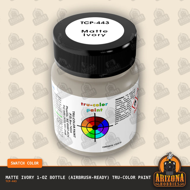 Matte IVORY 1-oz bottle (Air-brush) Tru-Color Paint-with color swatch-Arizona Hobbies