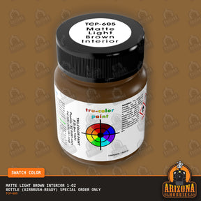 Matte LIGHT BROWN AUTO INTERIOR 1-oz bottle (Air-brush) SPECIAL ORDER ONLY-with color swatch-Arizona Hobbies