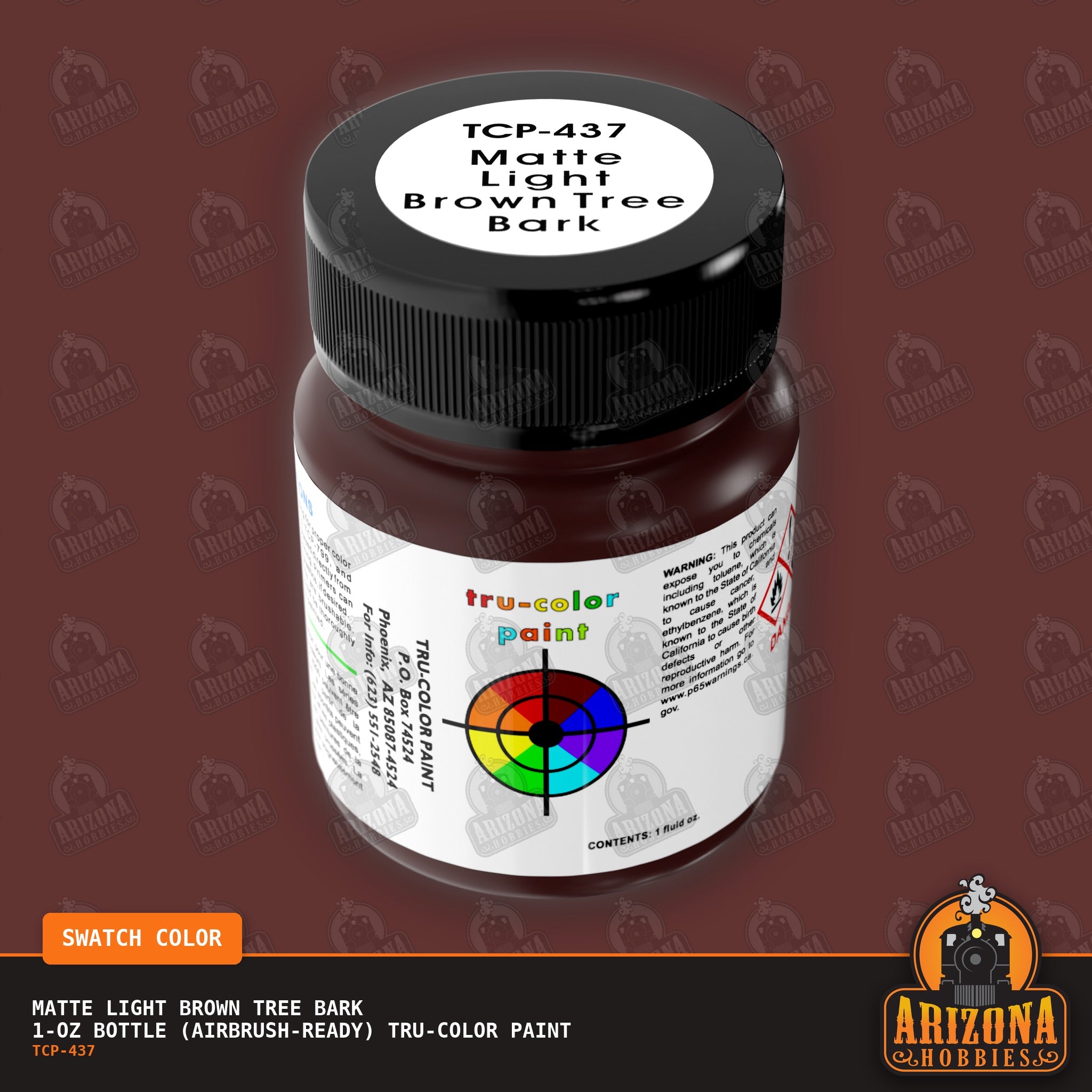 Matte LIGHT BROWN TREE BARK 1-oz bottle (Air-brush) Tru-Color Paint-with color swatch-Arizona Hobbies