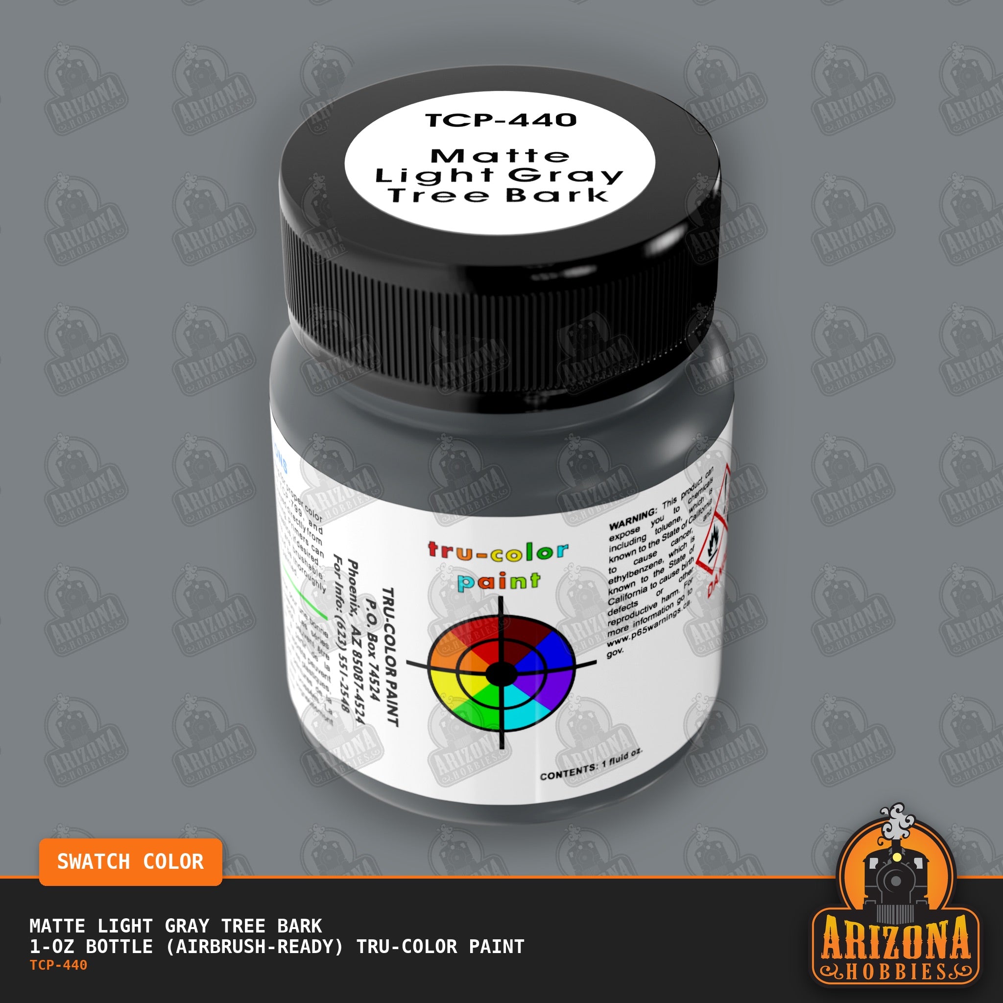 Matte LIGHT GRAY TREE BARK 1-oz bottle (Air-brush) Tru-Color Paint-with color swatch-Arizona Hobbies