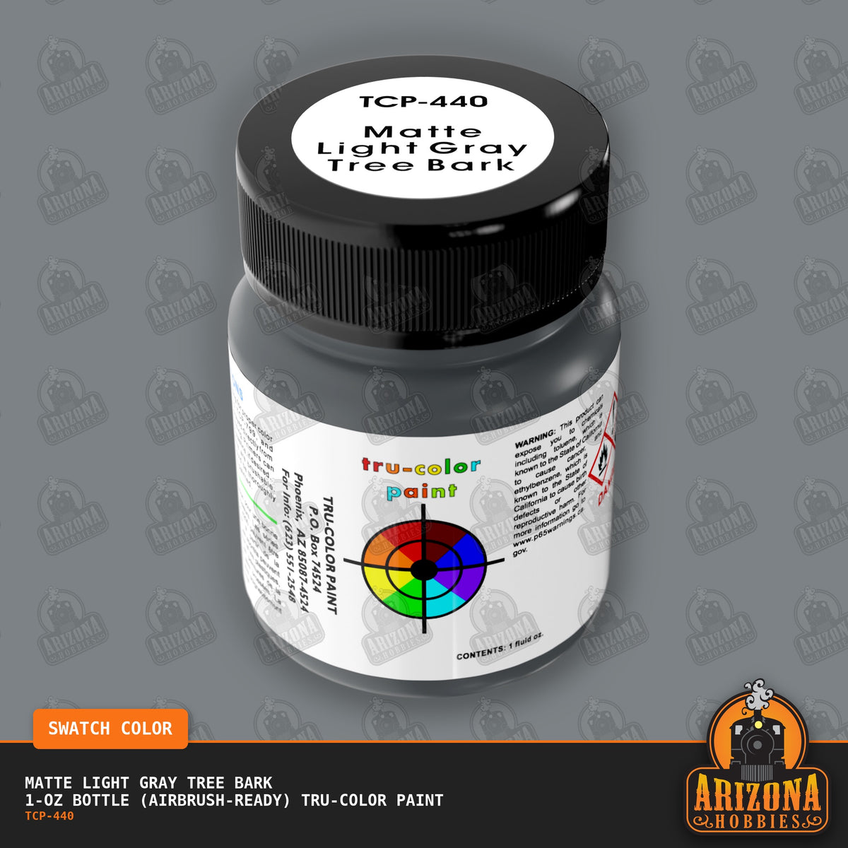 Matte LIGHT GRAY TREE BARK 1-oz bottle (Air-brush) Tru-Color Paint-with color swatch-Arizona Hobbies