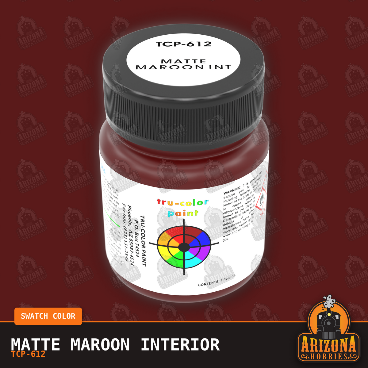 Matte MAROON INTERIOR 1-oz bottle (Air-brush) SPECIAL ORDER ONLY-with color swatch-Arizona Hobbies