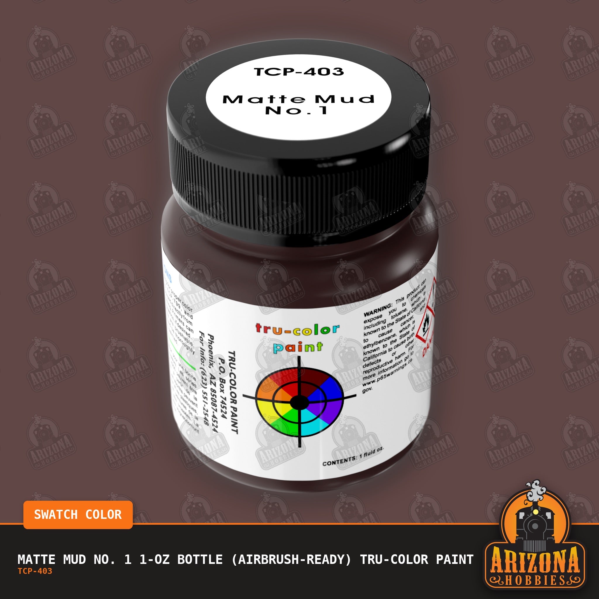 Matte MUD No. 1 1-oz bottle (Air-brush) Tru-Color Paint-with color swatch-Arizona Hobbies