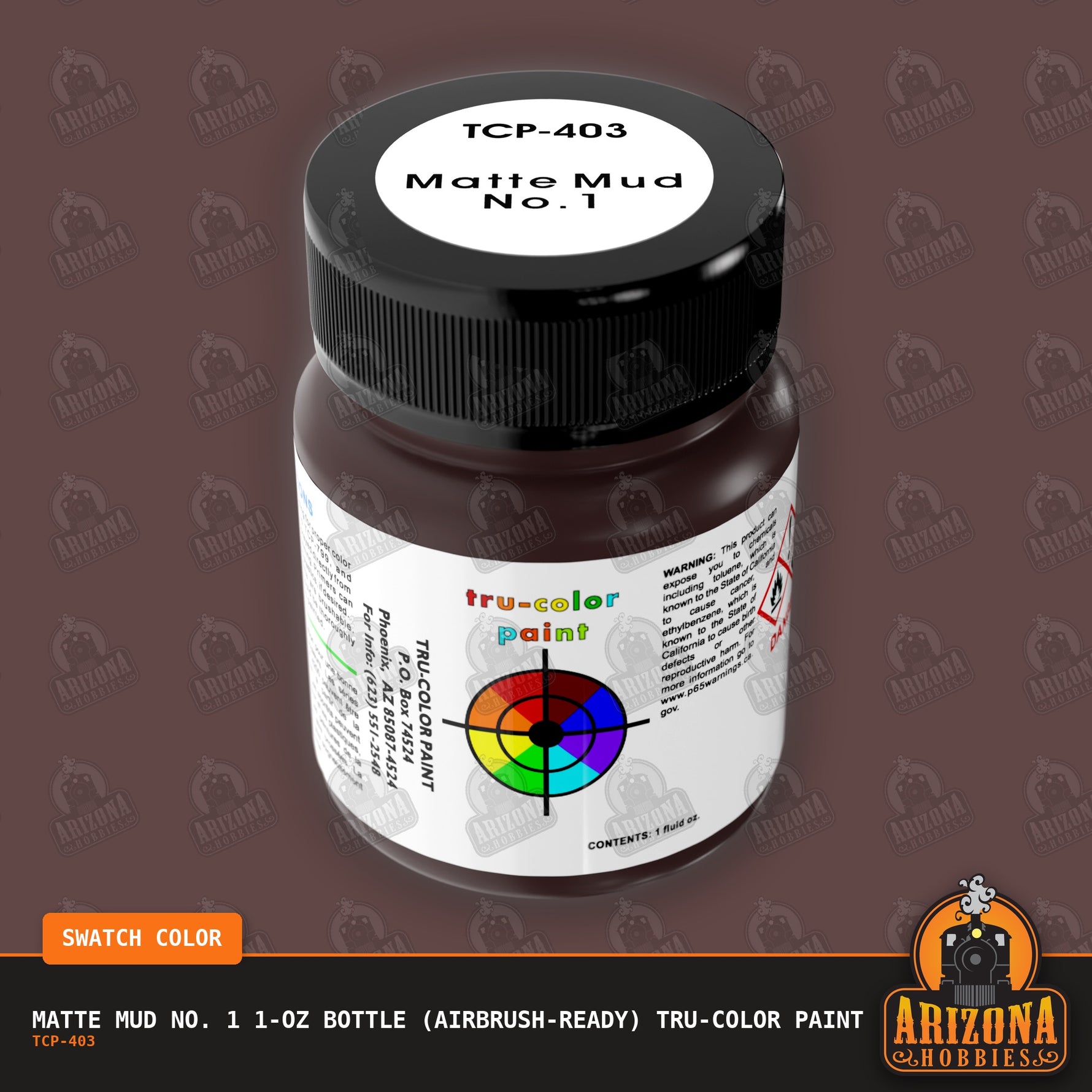 Matte MUD No. 1 1-oz bottle (Air-brush) Tru-Color Paint-with color swatch-Arizona Hobbies