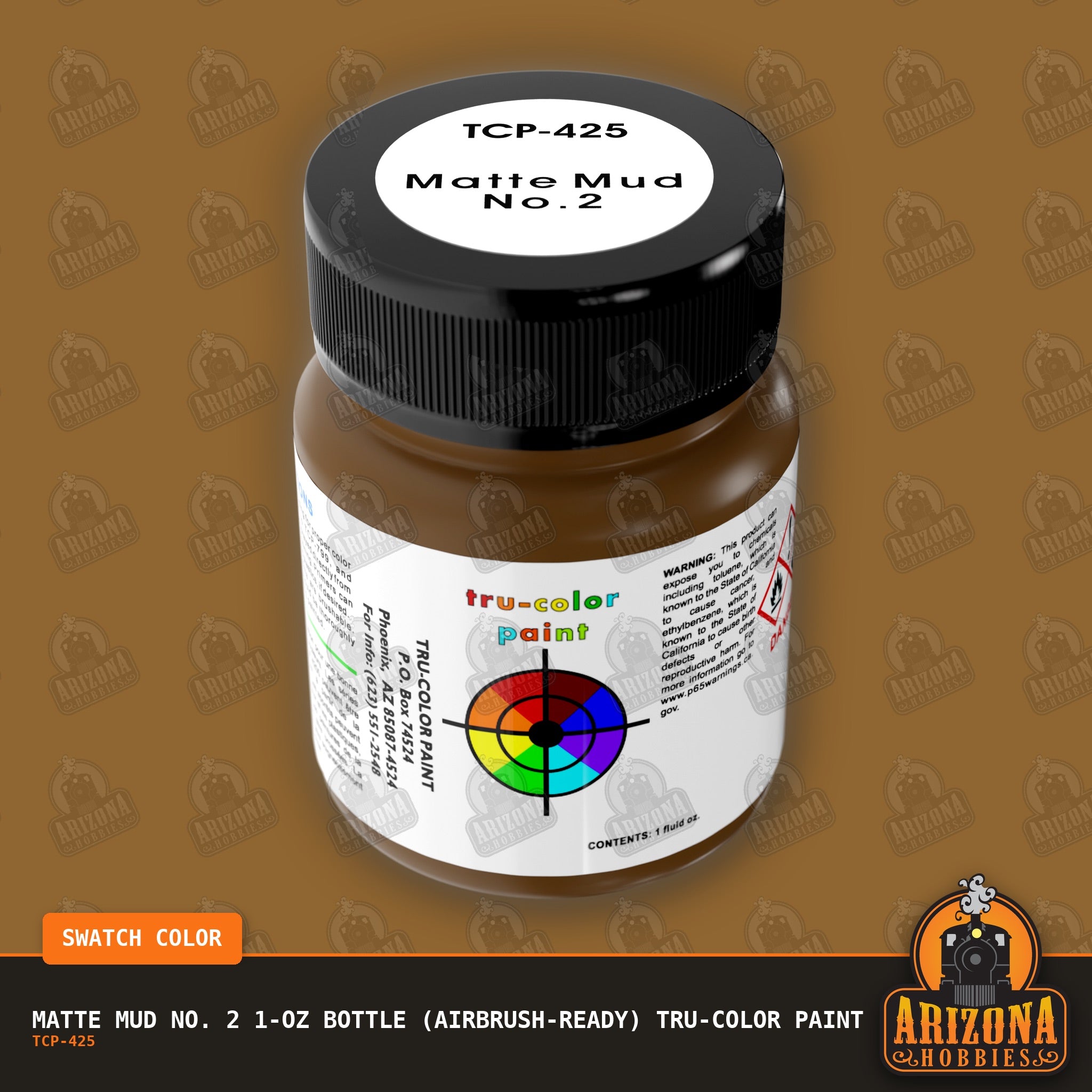 Matte MUD No. 2 1-oz bottle (Air-brush) Tru-Color Paint-with color swatch-Arizona Hobbies