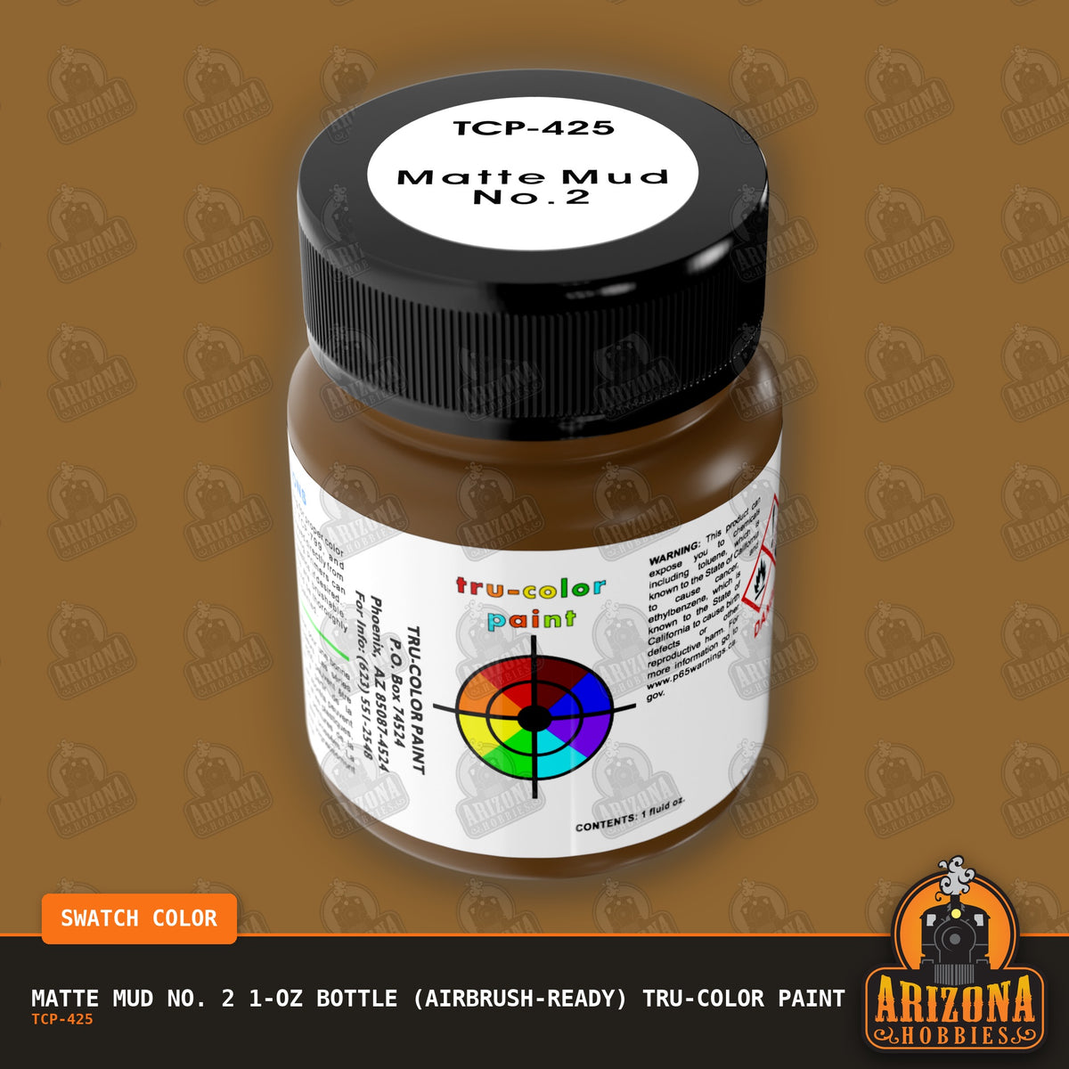 Matte MUD No. 2 1-oz bottle (Air-brush) Tru-Color Paint-with color swatch-Arizona Hobbies