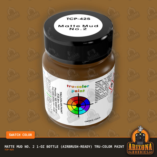 Matte MUD No. 2 1-oz bottle (Air-brush) Tru-Color Paint-with color swatch-Arizona Hobbies