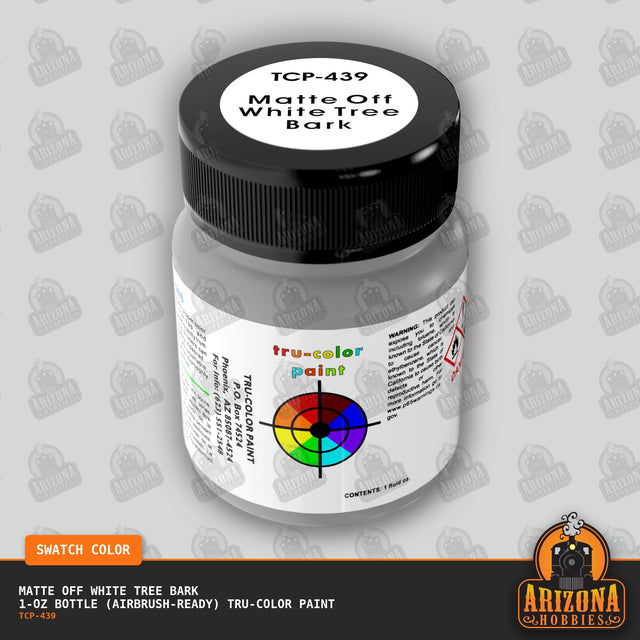 Matte OFF WHITE TREE BARK 1-oz bottle (Air-brush) Tru-Color Paint-with color swatch-Arizona Hobbies