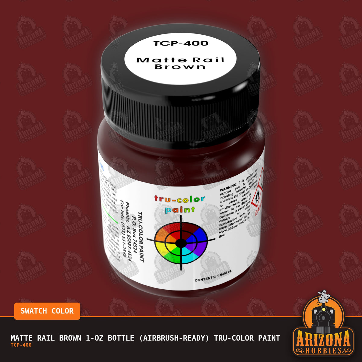 Matte RAIL BROWN 1-oz bottle (Air-brush) Tru-Color Paint-with color swatch-Arizona Hobbies