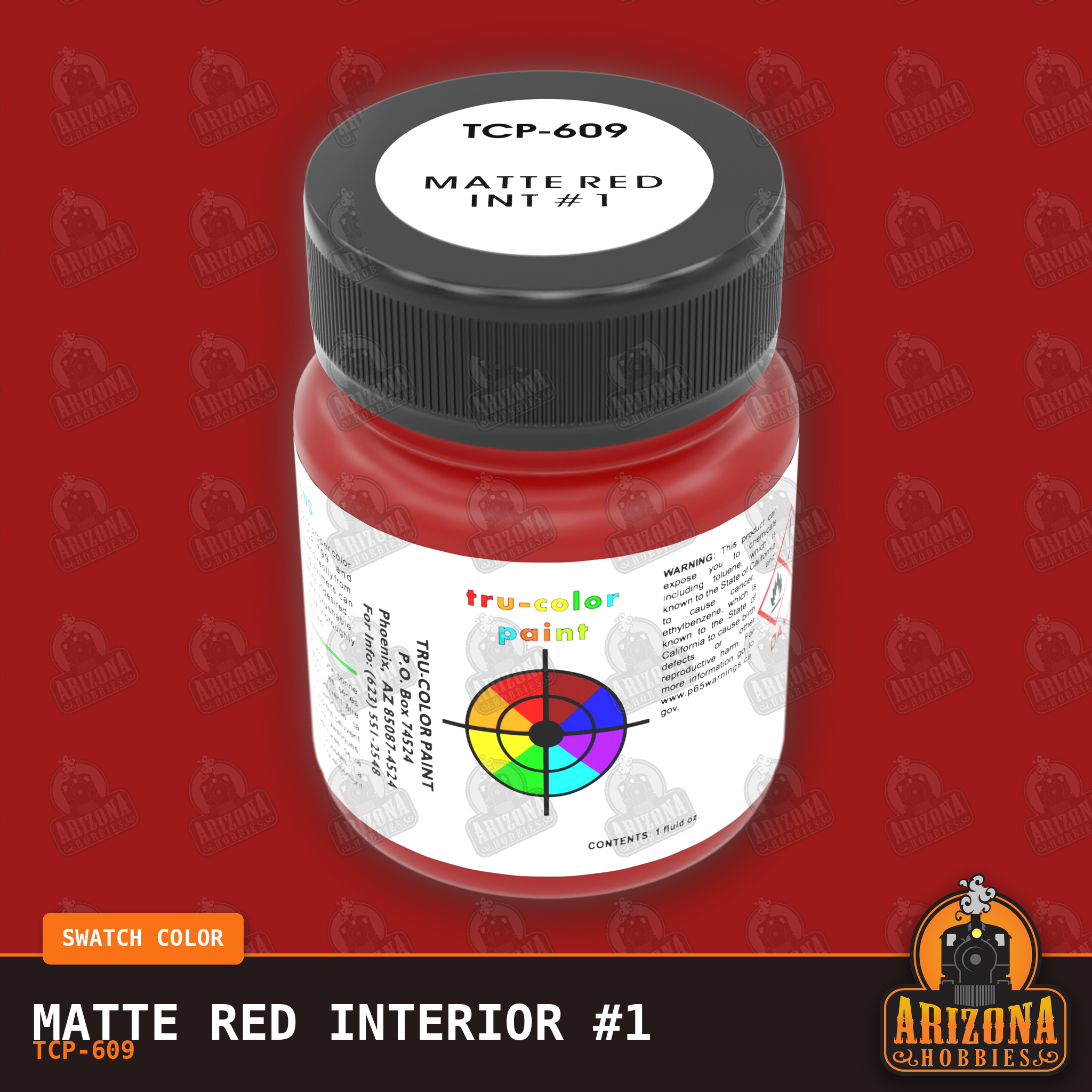 Matte RED INTERIOR #1 1-oz bottle (Air-brush) SPECIAL ORDER ONLY-with color swatch-Arizona Hobbies