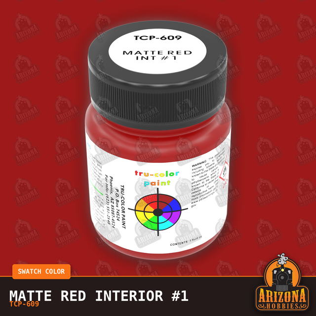 Matte RED INTERIOR #1 1-oz bottle (Air-brush) SPECIAL ORDER ONLY-with color swatch-Arizona Hobbies
