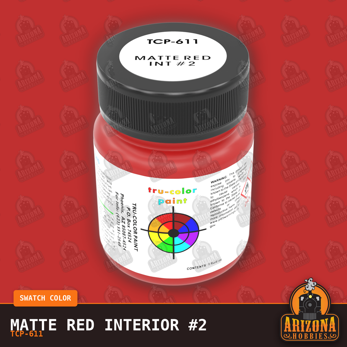 Matte RED INTERIOR #2 1-oz bottle (Air-brush) SPECIAL ORDER ONLY-with color swatch-Arizona Hobbies