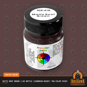 Matte ROOF BROWN 1-oz bottle (Air-brush) Tru-Color Paint-with color swatch-Arizona Hobbies